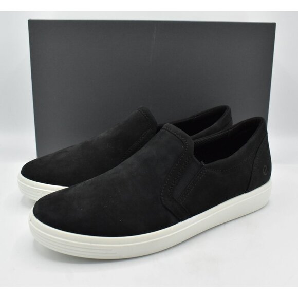 ECCO EU 38 US 7-7.5 Soft Classic Black Leather Slip On Sneakers Shoes - Picture 2 of 11